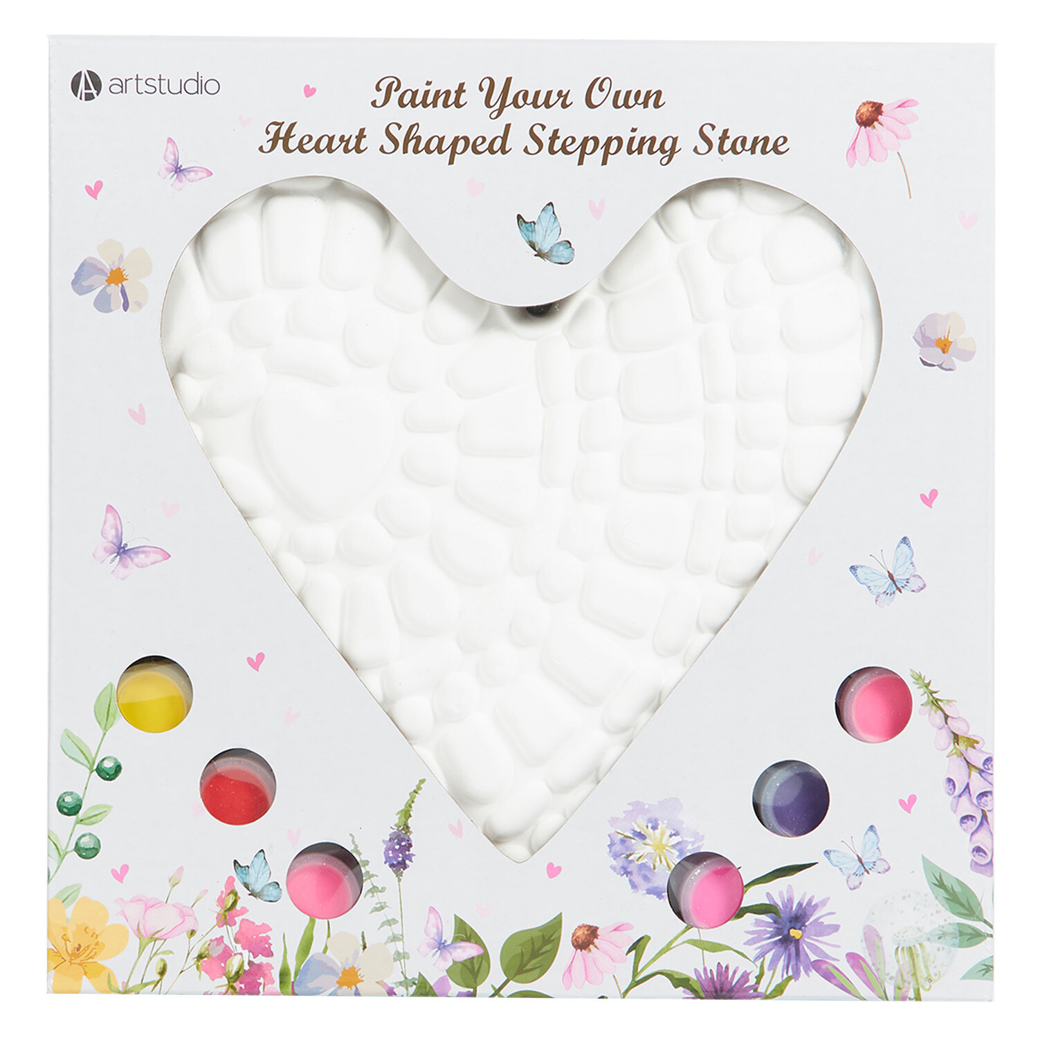 Paint Your Own Heart Shaped Stepping Stone Kit - White Image 1