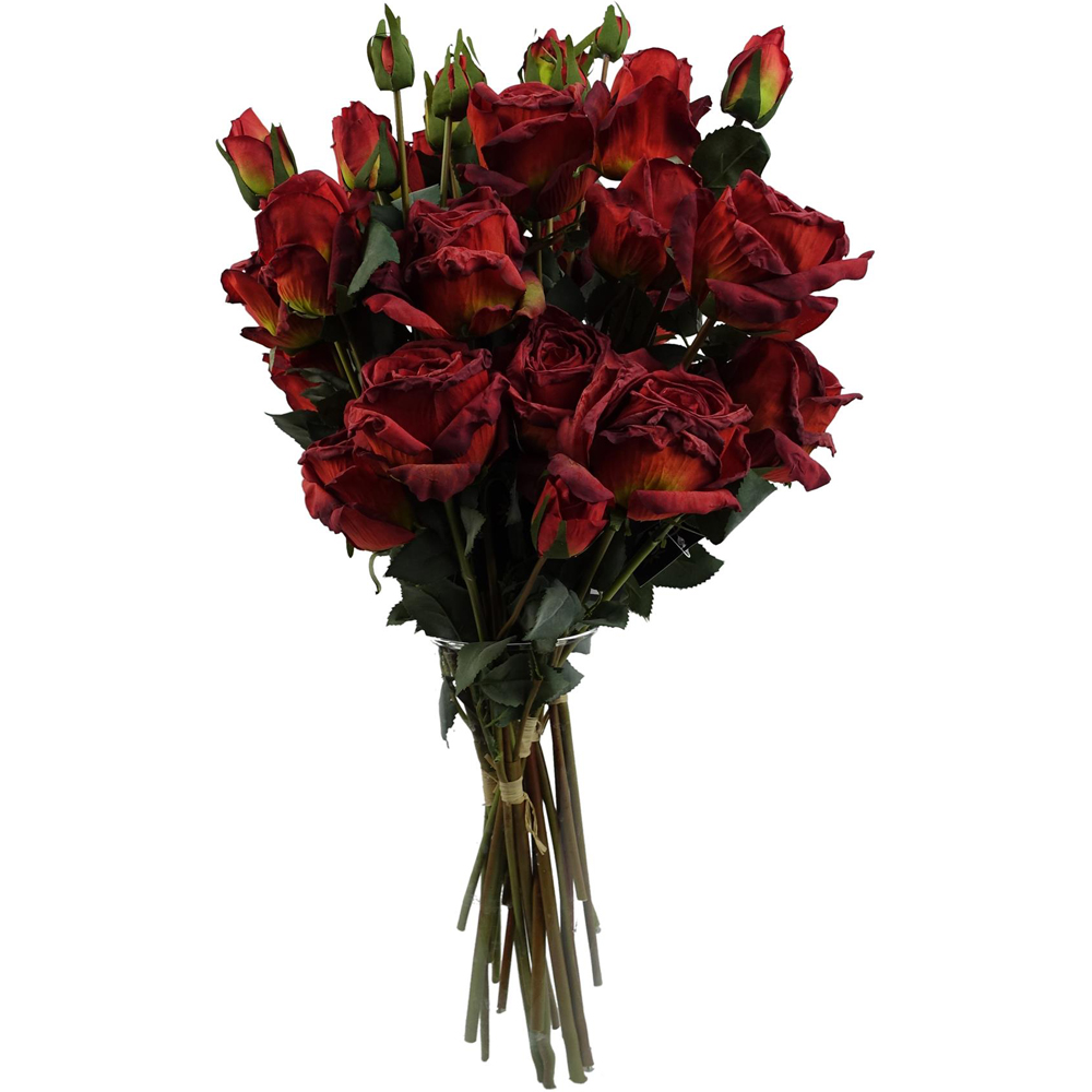 Leaf Red Rose Spray Single Stem Artificial Flower 2ft 6 Pack Image 1