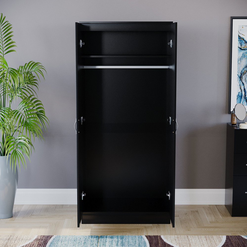 Vida Designs Riano 2 Door Black Wardrobe Image 6
