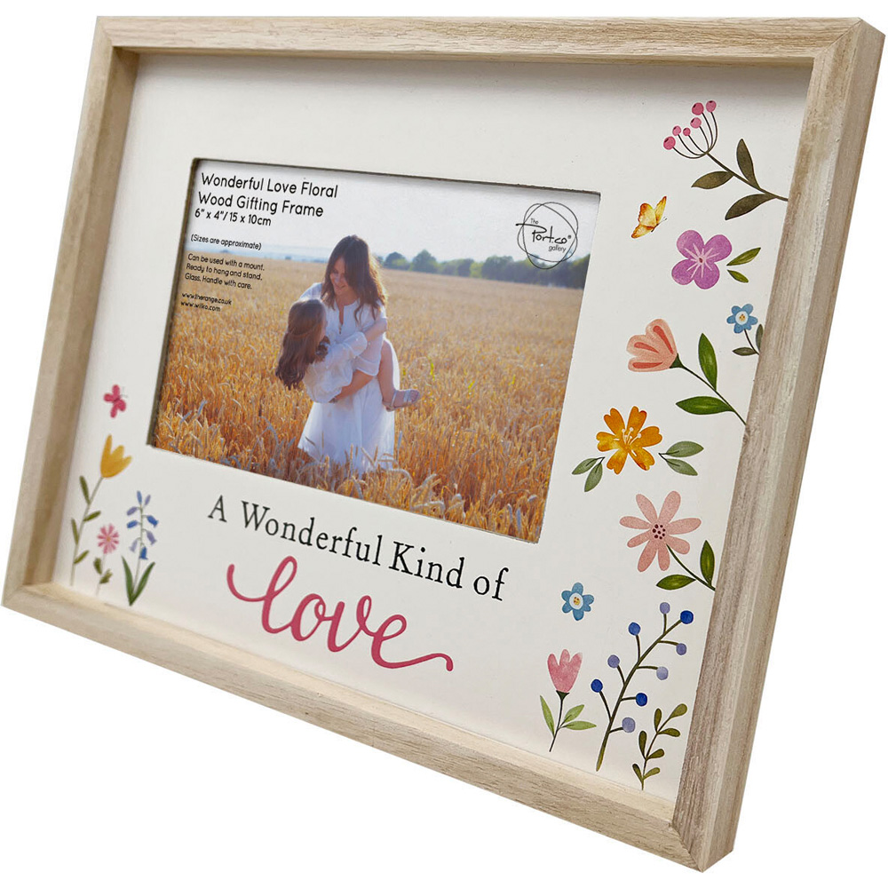 Wonderful Love Floral Wooden Photo Frame Natural Image 2