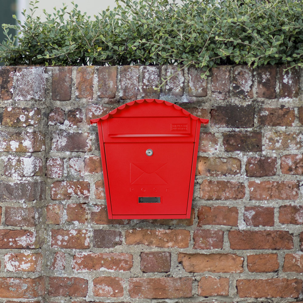 Burg-Wachter Classic Red Wall Mounted Galvanised Steel Post Box Image 2