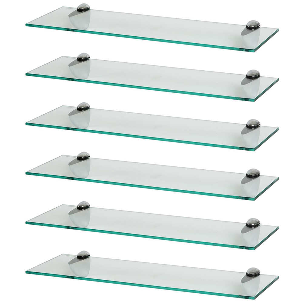 Harbour Housewares Floating Glass Wall Shelf 60cm 6 Pack Image 1