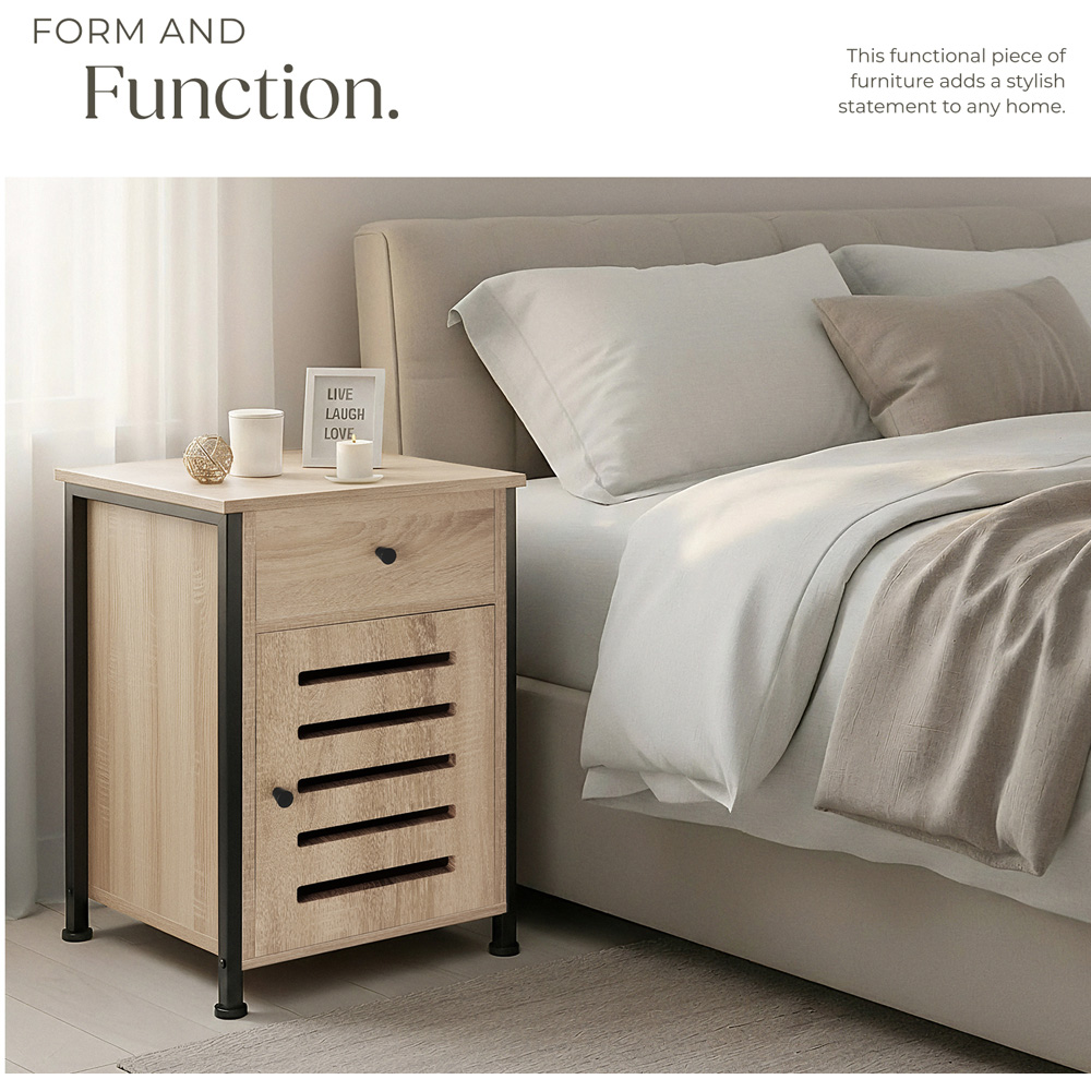 Tectake Waterford Single Door Single Shelf Sonoma Oak Bedside Table Image 6