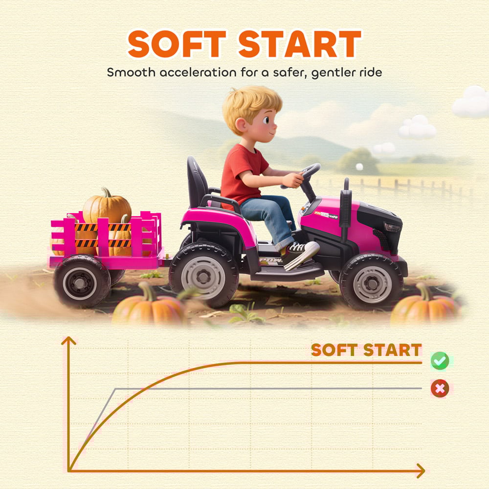 Tommy Toys Pink Electric Ride on Tractor and Trailer 12V Image 7