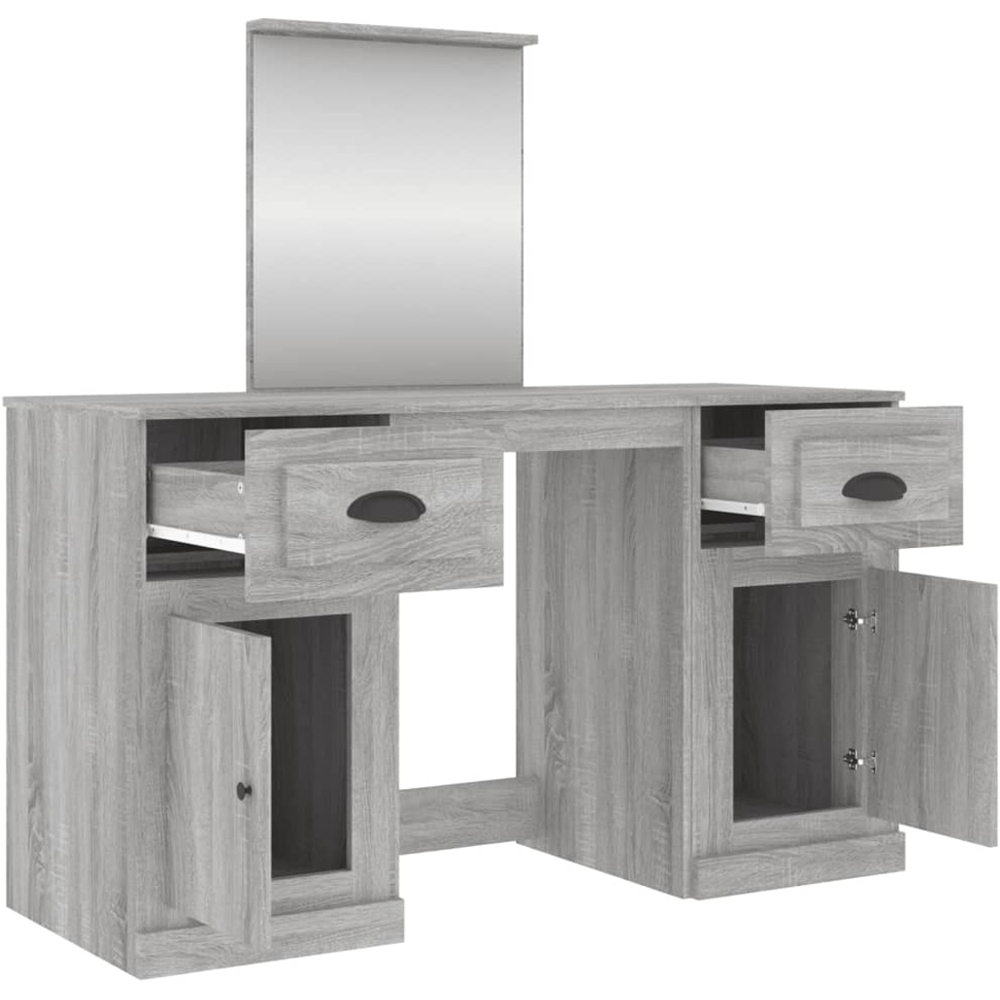 vidaXL 2 Door 2 Drawer Grey Sonoma Dressing Table with Mirror Image 3