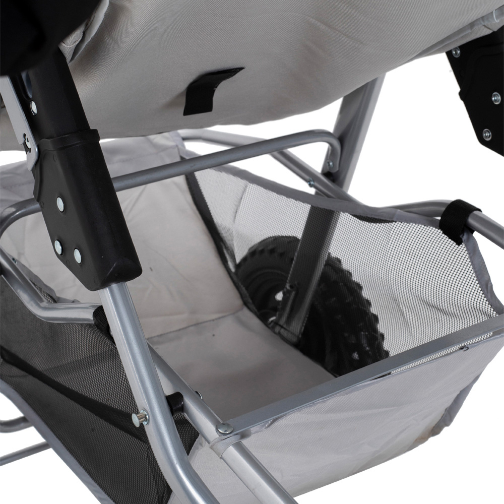 H&O Direct 3 Wheel Light Grey Pet Stroller with Storage Basket Image 5