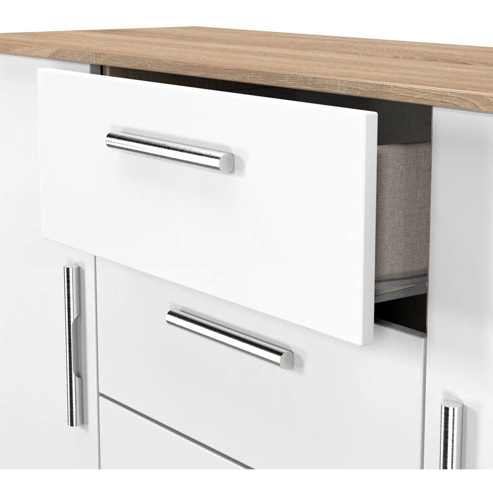 Crowndale Contrast 2 Door 3 Drawer White Matt and Bardolino Oak Sideboard Ready Assembled Image 5
