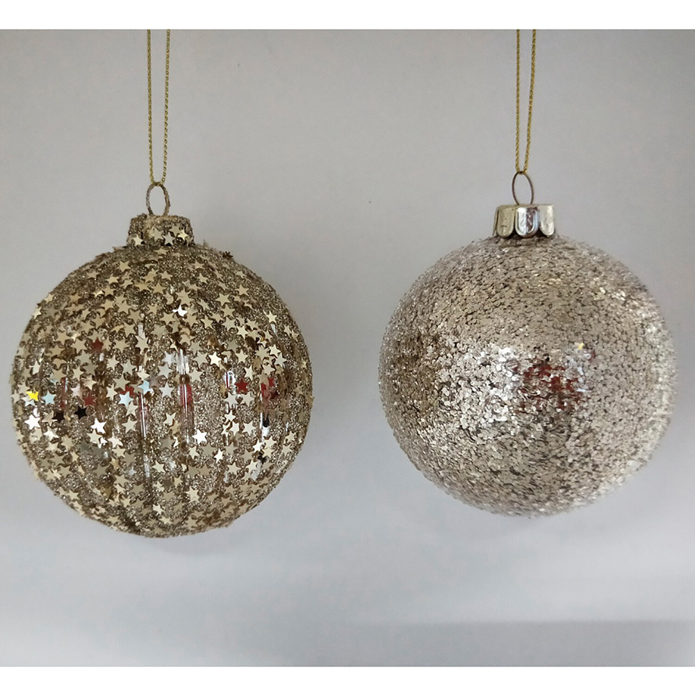 Gold Glittered Glass Bauble - Gold Image 2