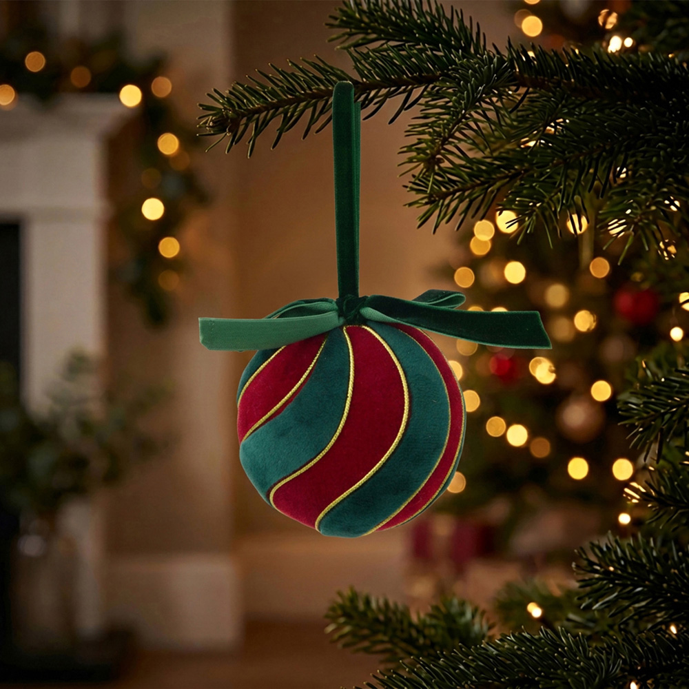 Striped Velvet Bow Bauble Image 2