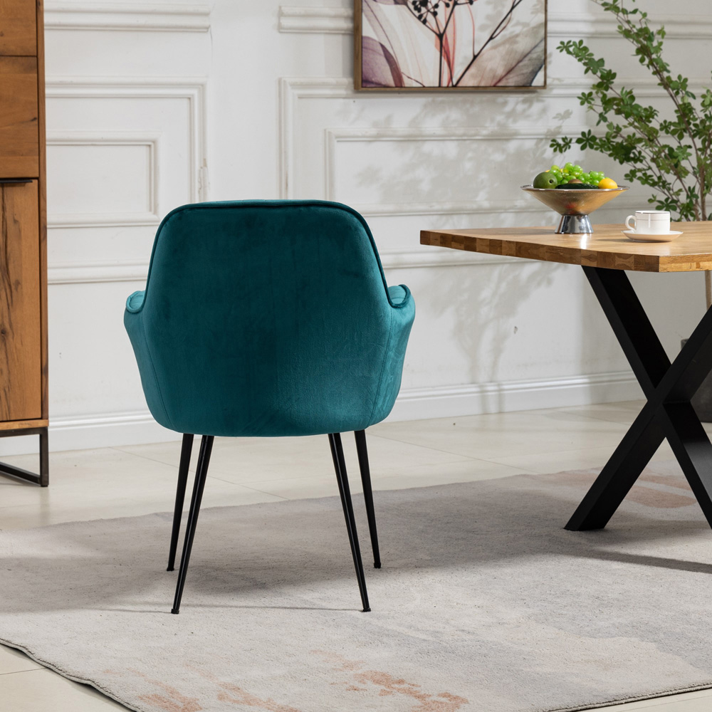 Artemis Home Carrara Set of 2 Teal Velvet Dining Chair Image 6