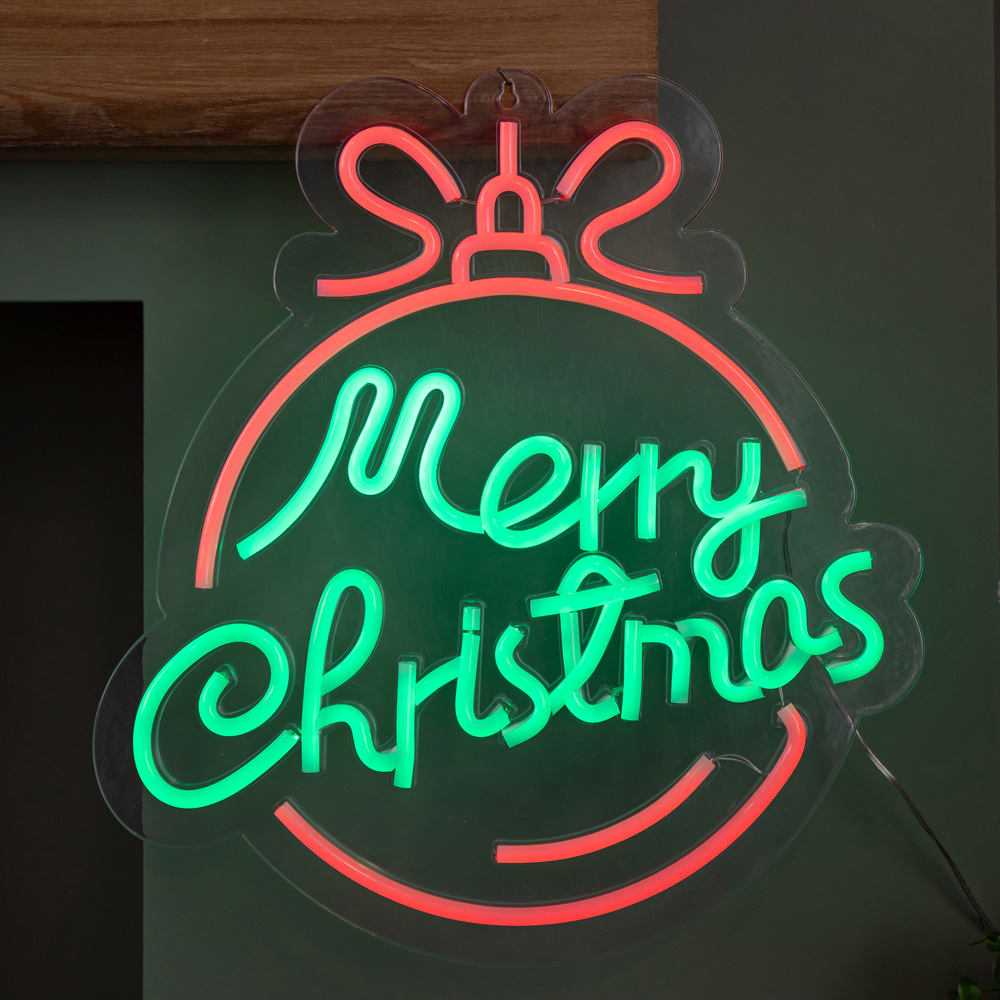 Samuel Alexander Red and Green Neon Flex Merry Christmas Light Up Decoration Image 1