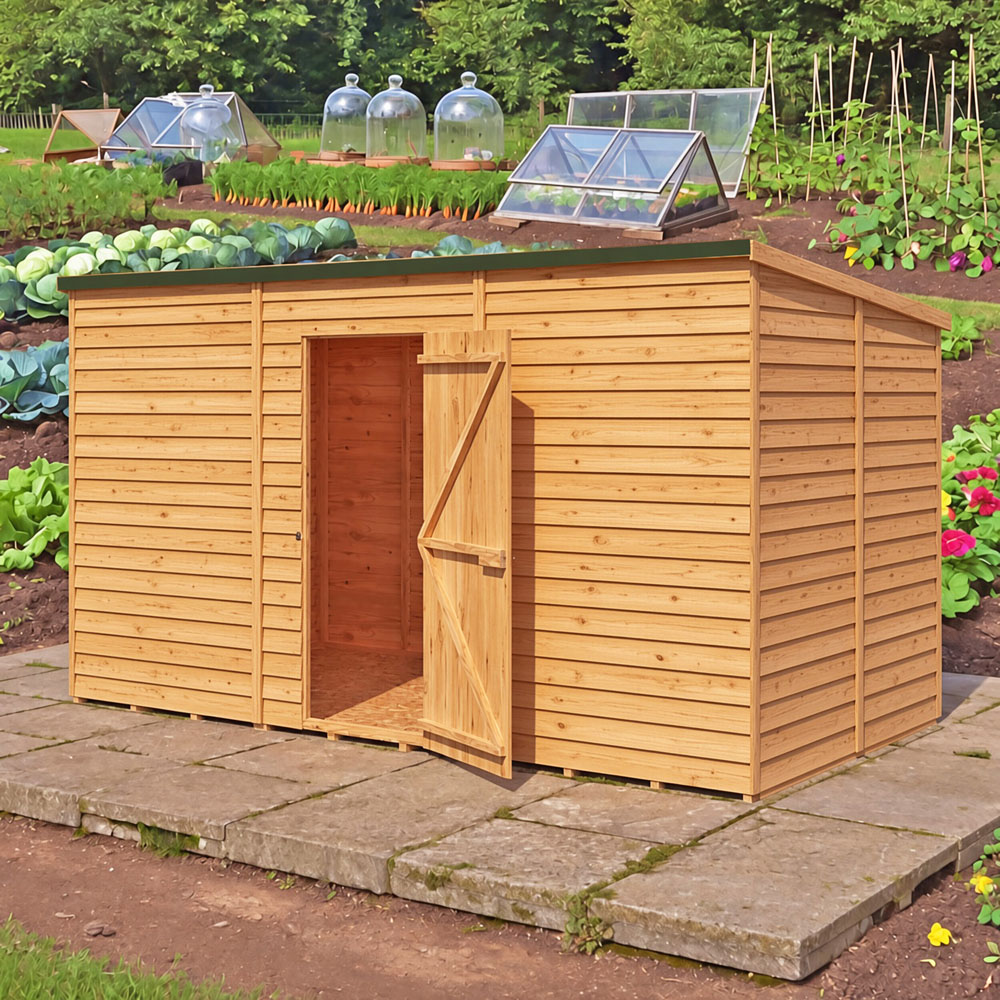 Shire 12 x 6ft Overlap Pent Garden Shed with Windows Image 3