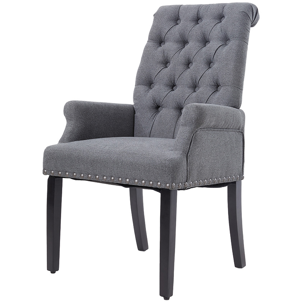 Living and Home Grey Vintage Nailhead Tufted Dining Chair Image 4