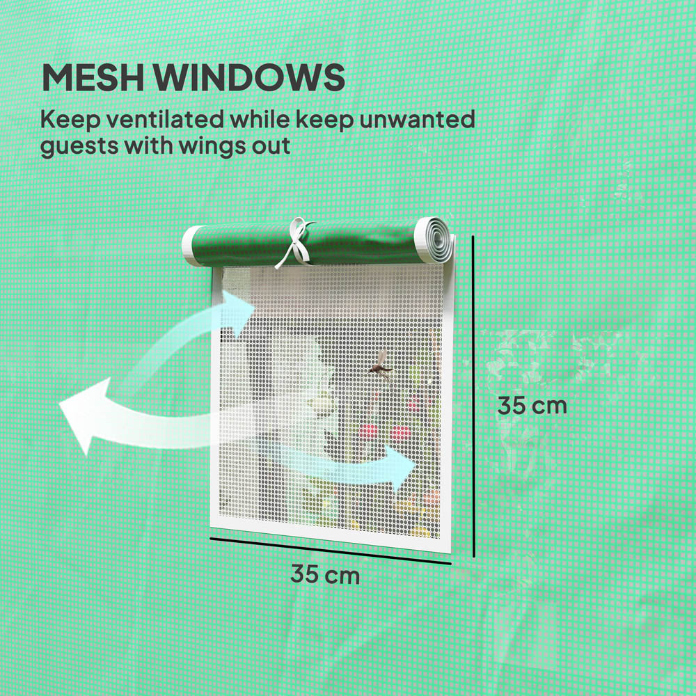 Outsunny Green PE Cover Galvanised Steel Frame 9.7 x 6.4ft Polytunnel Greenhouse Image 6