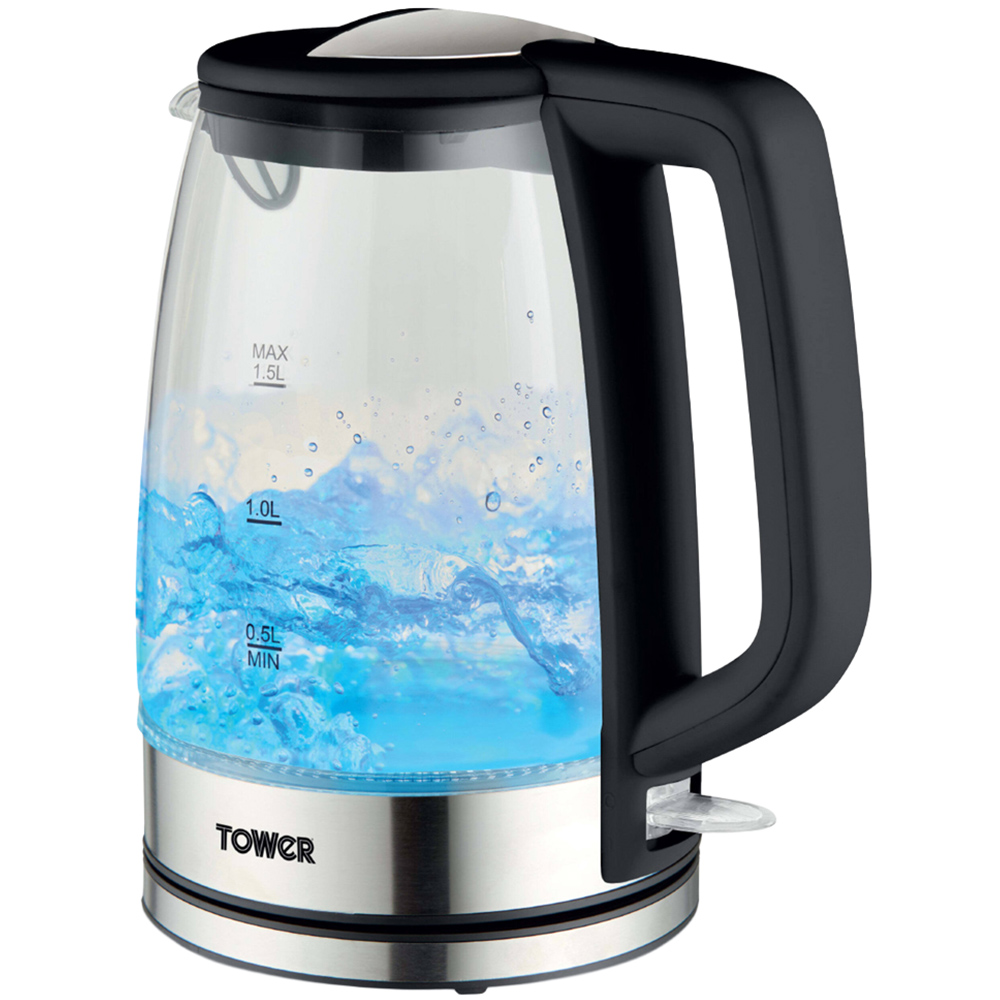 Tower Presto PT10090BLK Black Glass 1.7L Kettle 2200W Image 1