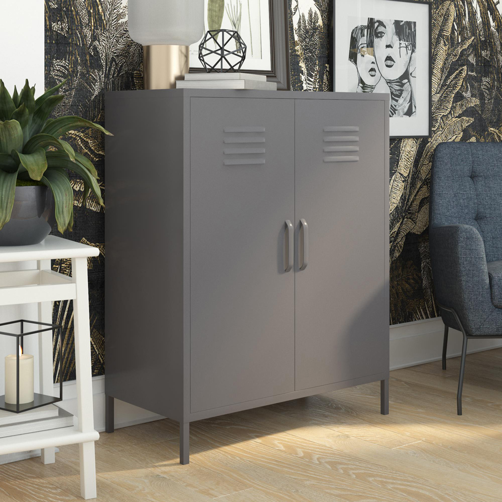 Dorel Bradford 2 Door 3 Shelf Grey Metal Storage Cabinet Image 5