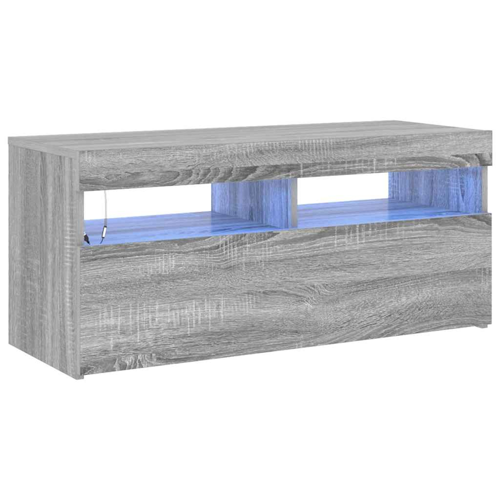 vidaXL Single Door 2 Shelf Grey Sonoma TV Cabinet with LED Lights Image 3