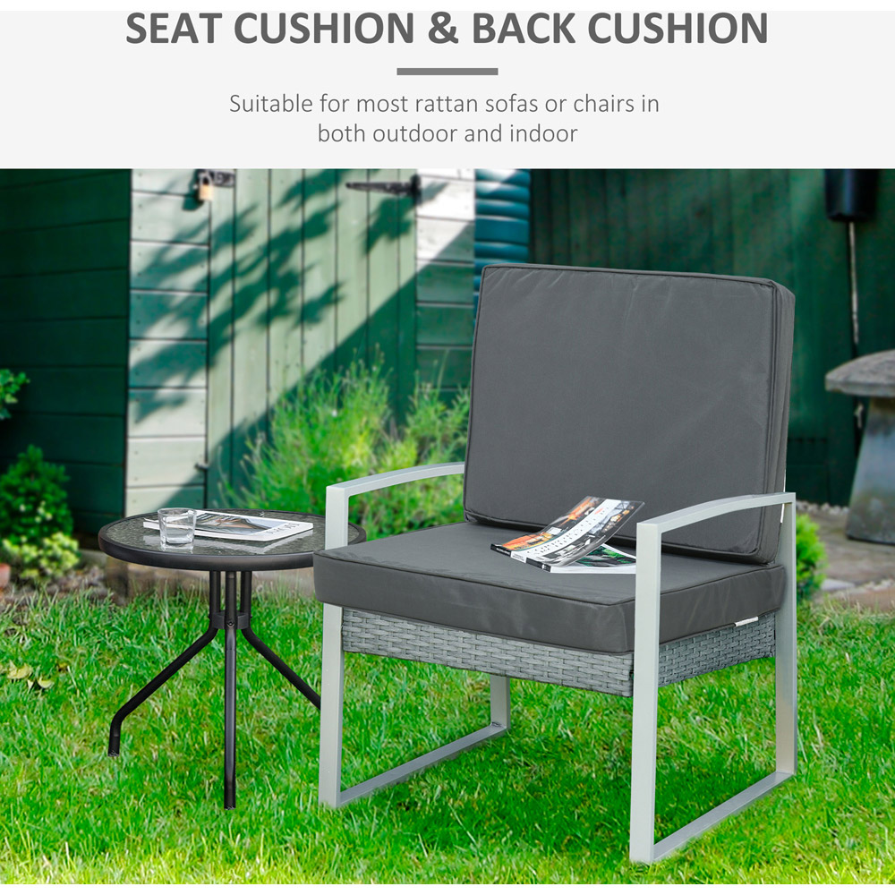 Outsunny Dark Grey Seat and Back Cushion Set Image 4