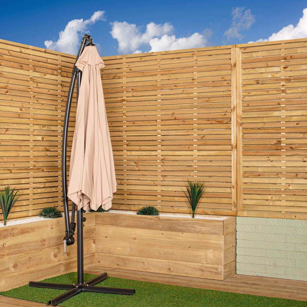 Samuel Alexander Beige Cantilever Banana Parasol with Crank Handle 3m Image 6