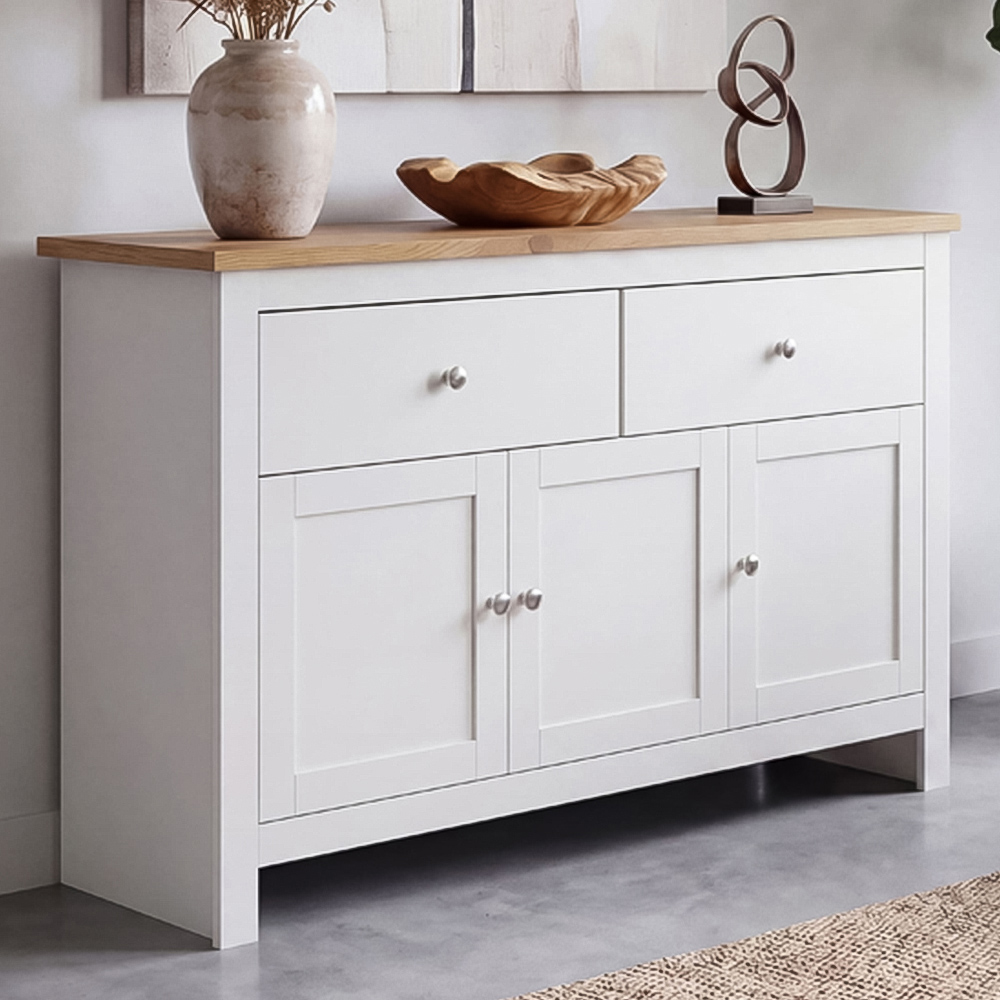 VIDA DESIGNS Arlington 3 Door 2 Drawer White Sideboard Image 1