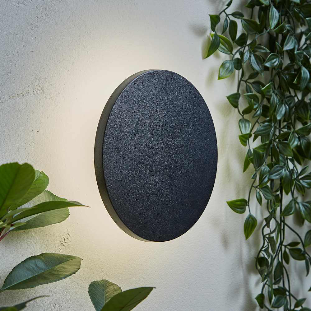 ValueLights Chad Matte Black Backlit Circle LED Outdoor Wall Light Image 7