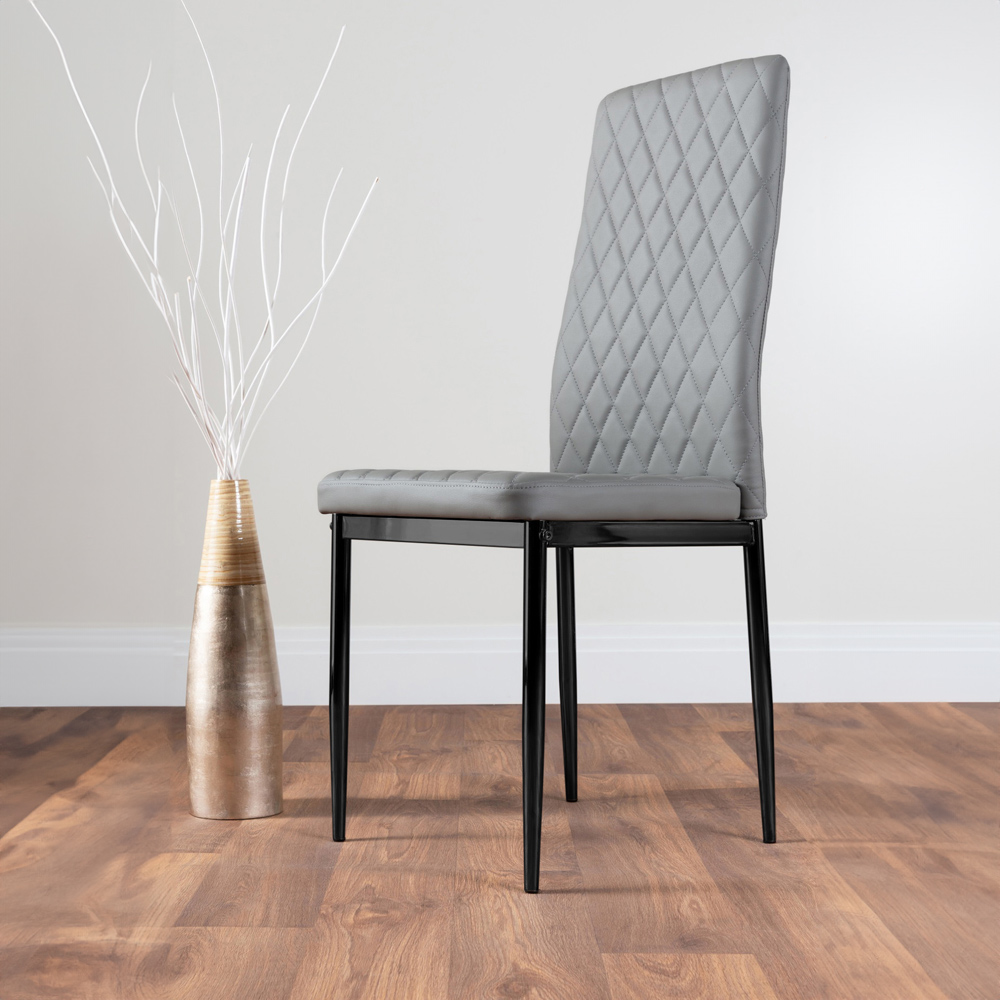 Furniturebox Valera Set of 6 Grey and Black Faux Leather Dining Chair Image 5