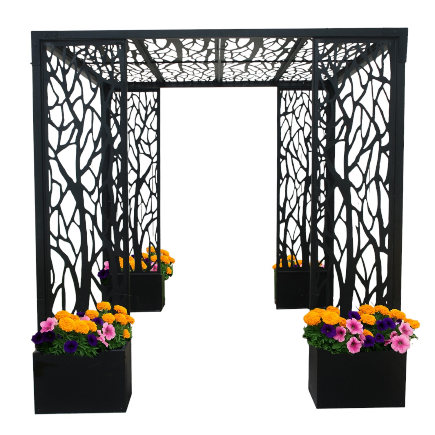Ornate Pergola with Planters Kit Black Image 2