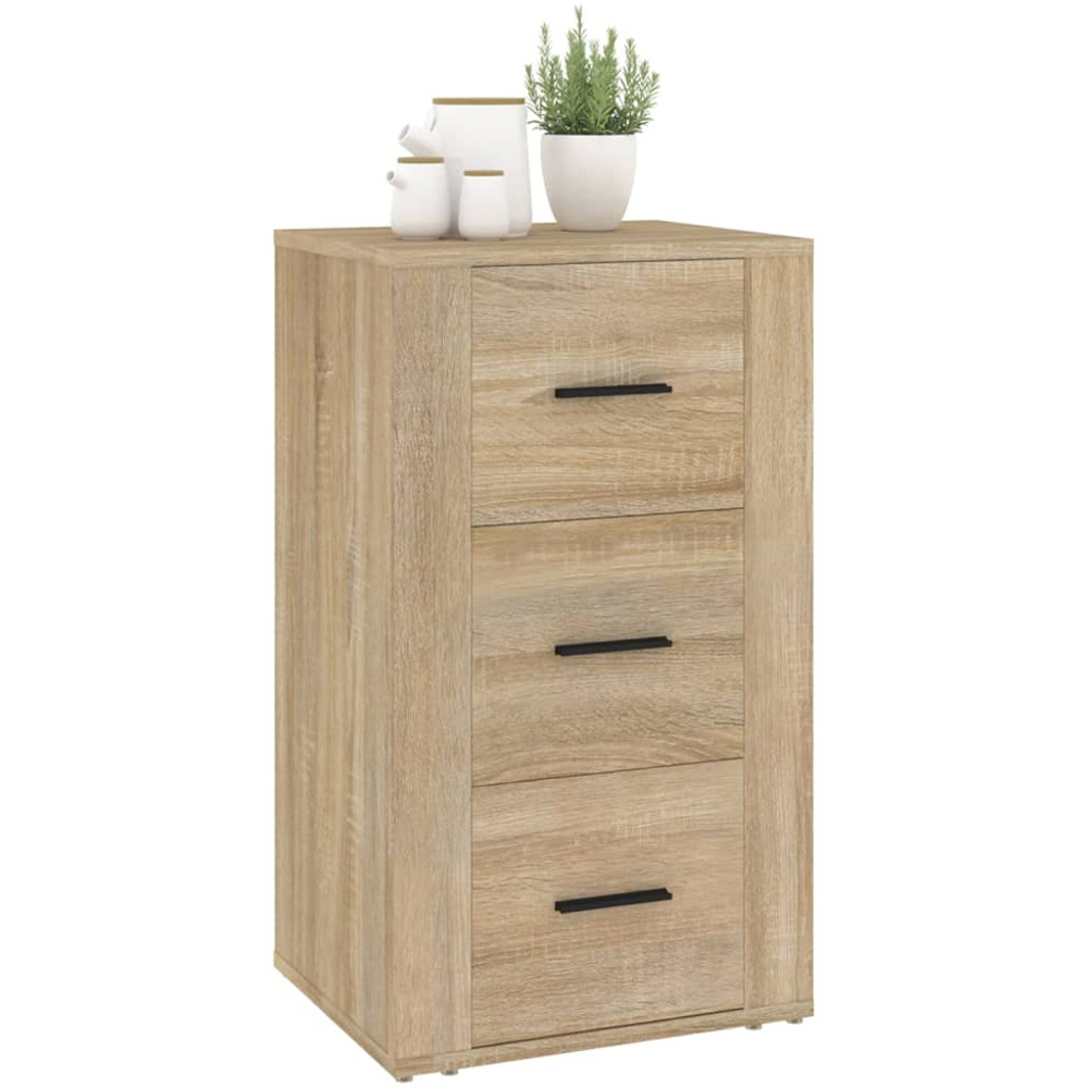 vidaXL 3 Door Sonoma Oak Wooden Sideboard Image 2