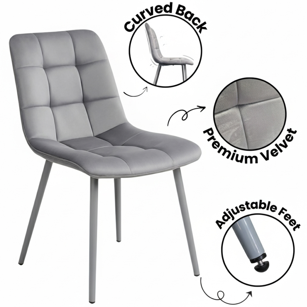 Kosy Koala 4 Seater Velvet Dining Set Oak Effect and Grey Image 6