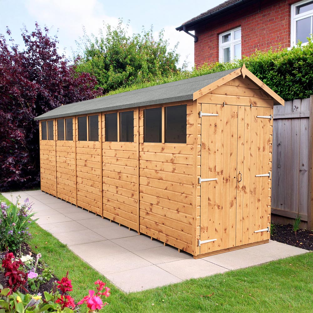 Empire Sheds 4 x 20ft Double Door Tongue and Groove Wooden Apex Garden Shed Image 2