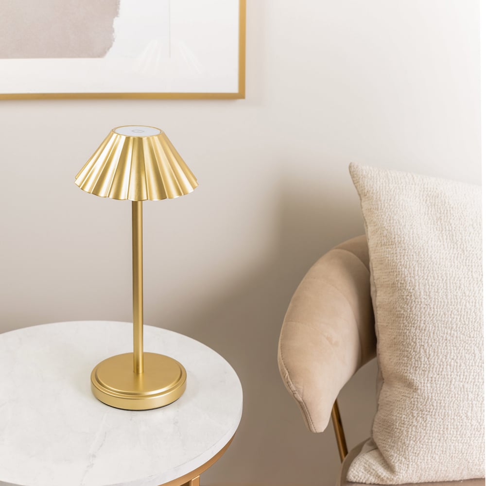 ValueLights Avery Gold Rechargeable LED Portable Table Lamp Image 2