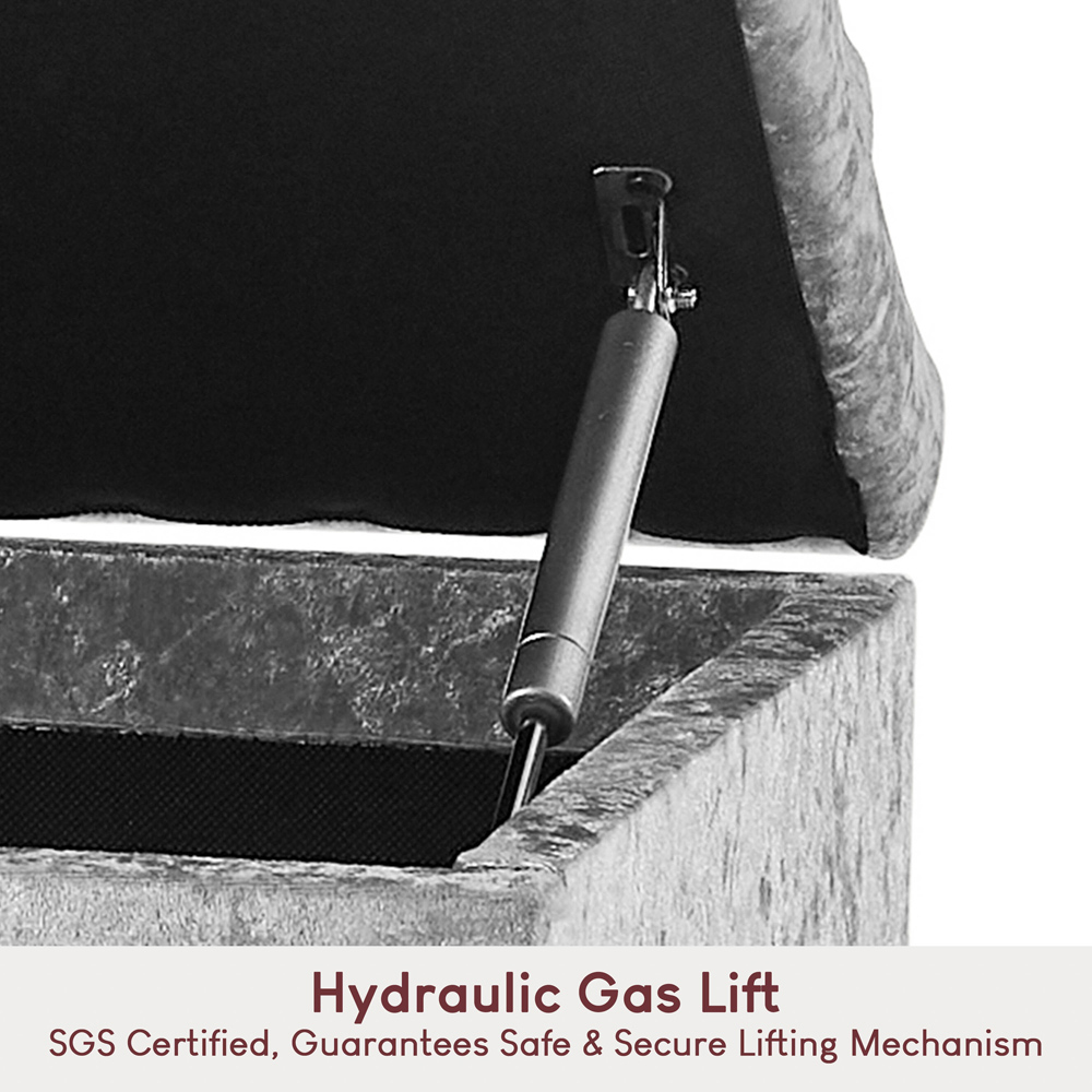 Vida Designs Valencia Silver Crushed Velvet Storage Ottoman Image 6