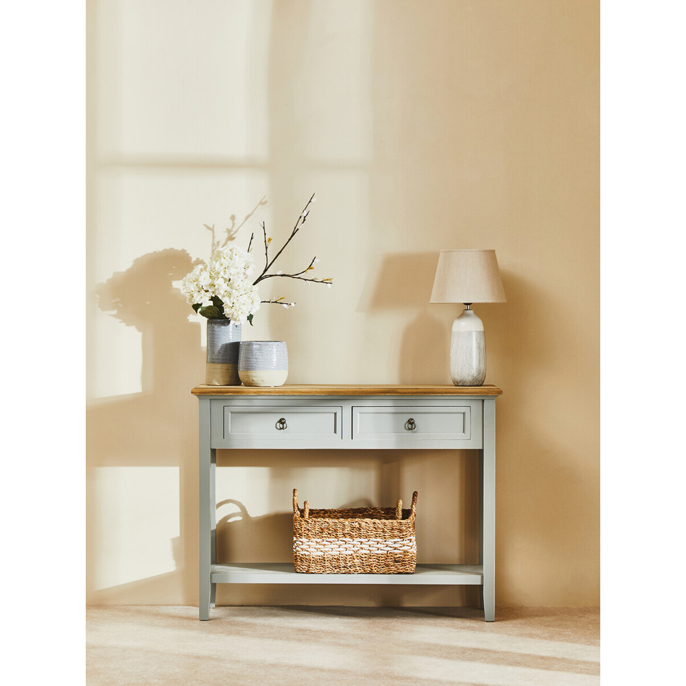 Premier Housewares Henley 2 Drawer Antique Grey Console Table Image 9