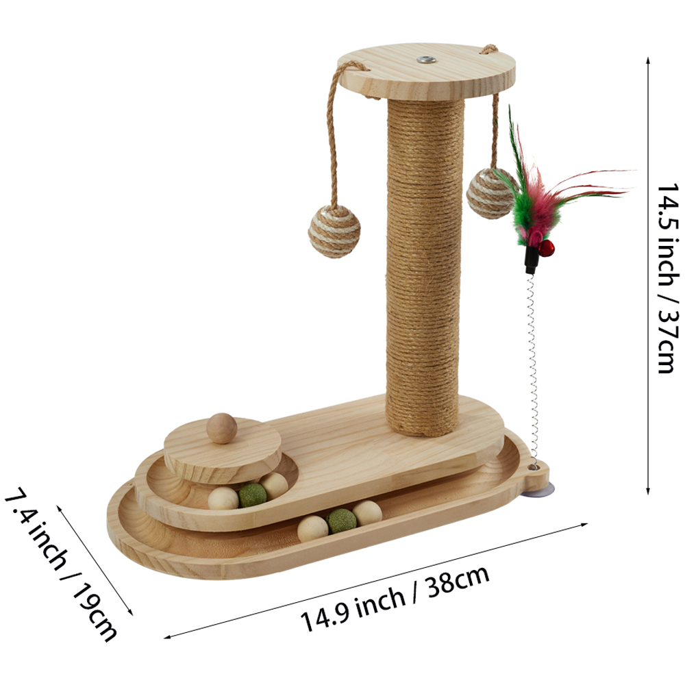 H&O Direct Sisal Cat Scratching Post with Ball Track and Toys Image 4