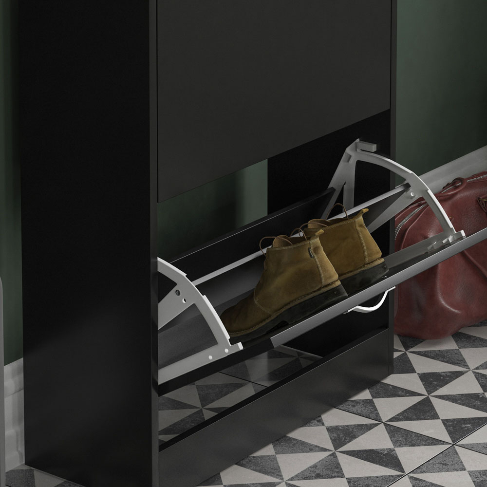 Vida Designs 3 Drawer Black Shoe Cabinet Image 5