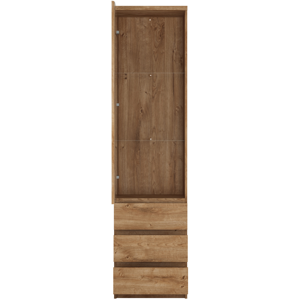 Florence Fribo Single Door 3 Drawer Golden Ribbeck Oak Tall Narrow Display Cabinet Image 3