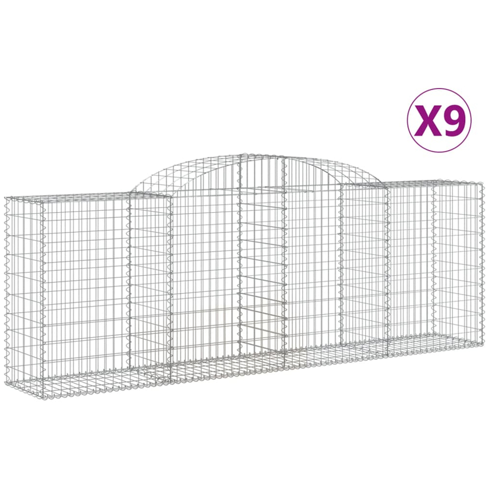 vidaXL Silver Galvanised Iron Arched Gabion Basket 300 x 50 x 100/120cm 9 Pack Image 4