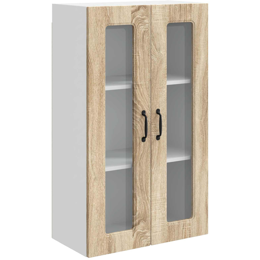 vidaXL 2 Glass Door Sonoma Oak Kitchen Wall Cabinet Image 2