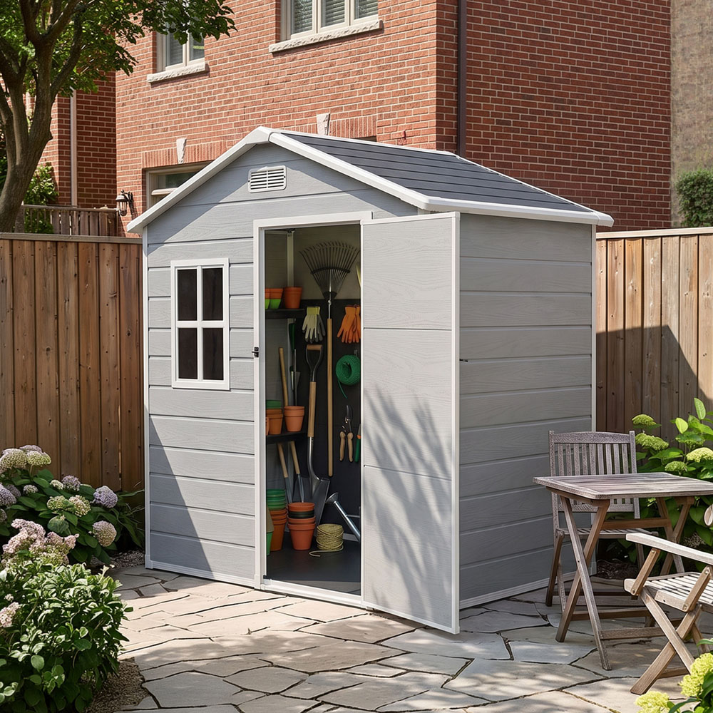 Living and Home 6 x 4ft Plastic Garden Storage Shed with Window and Floor Image 8
