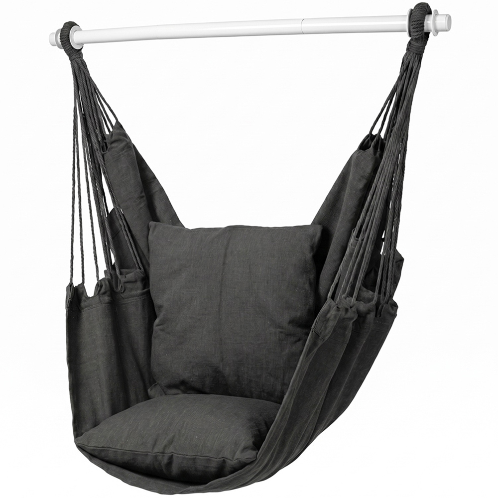Mountview Grey Hanging Rope Swing Seat Indoor and Outdoor Hammock Chair with Cushions Image 2