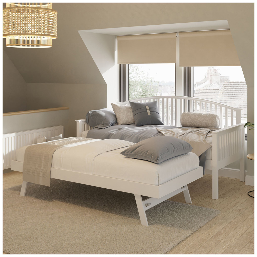 GFW Madrid Single White Wooden Day Bed with Trundle Image 5
