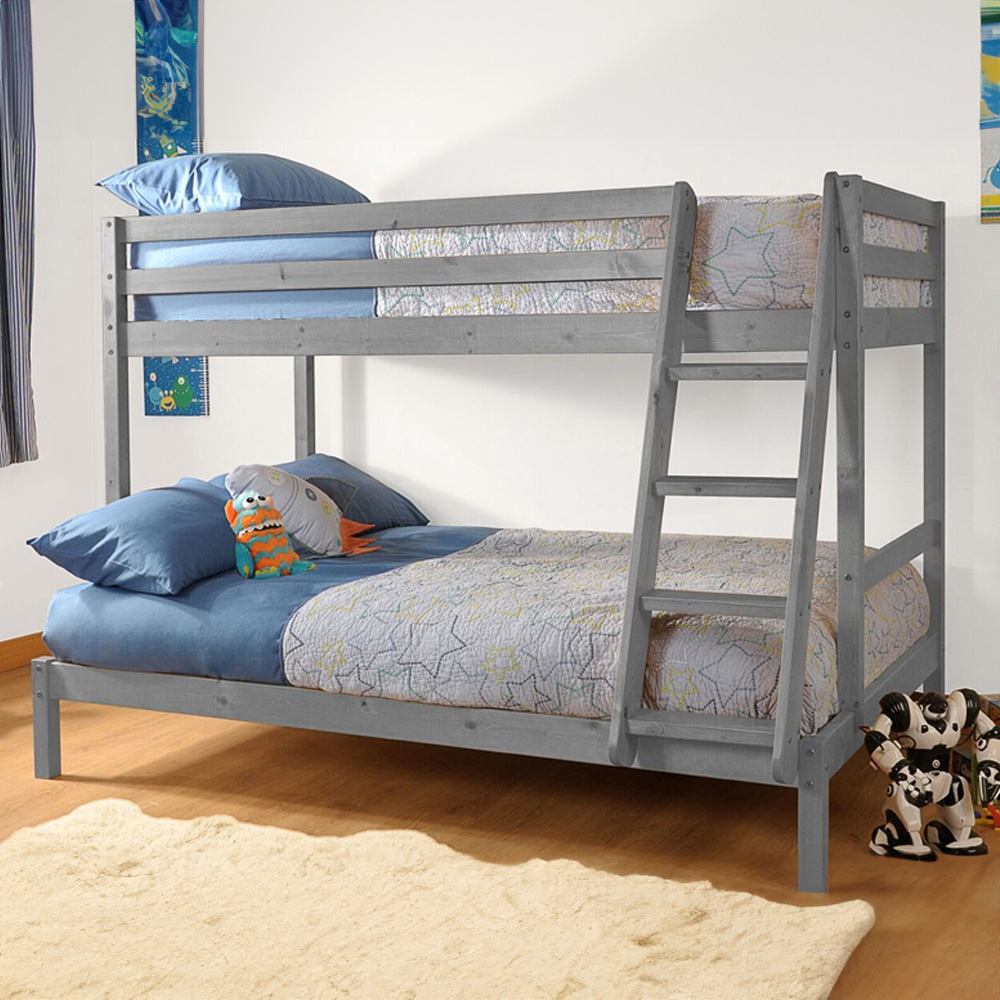Brooklyn Triple Sleeper Grey Wooden Bunk Bed Image 1