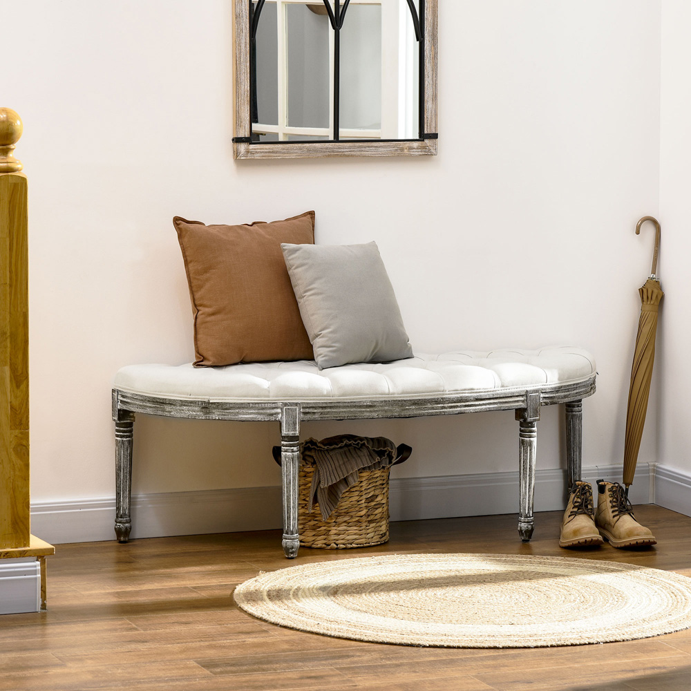 Portland Cream White Half-Circle Bench Image 4