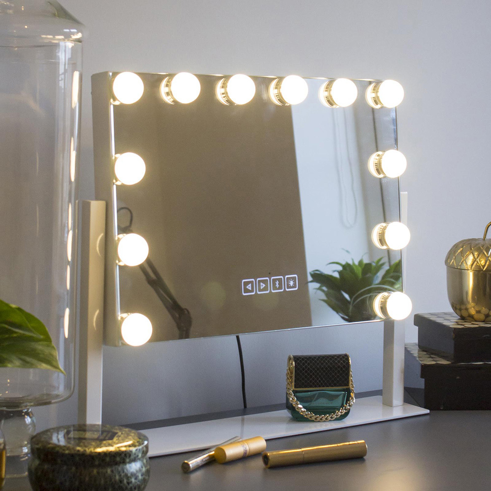 Jack Stonehouse White Vivien Hollywood Vanity Mirror with 12 LED Bulbs Image 2