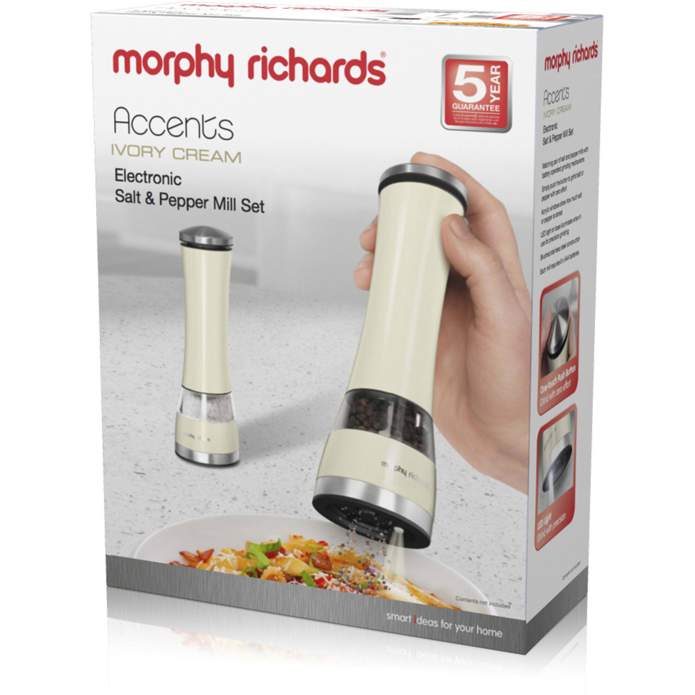 Morphy Richards Ivory Cream Electronic Salt and Pepper Mill Image 3