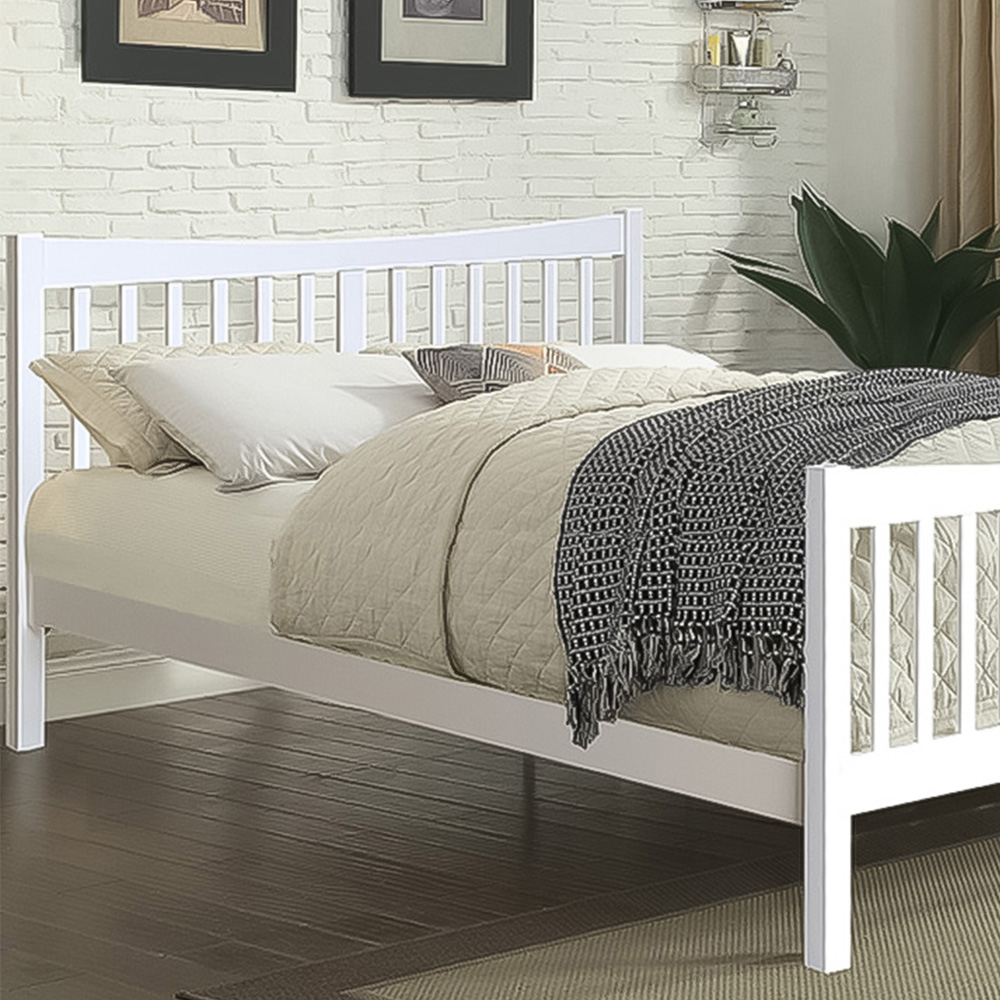 Brooklyn King Size White Solid Wooden Country Bed Frame Image 2