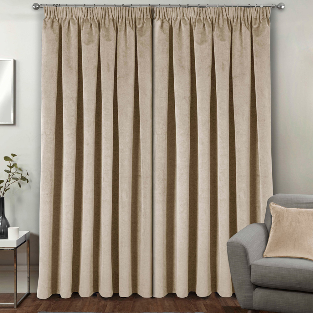 Enhanced Living Oxford Cream Thermal Blackout Pencil Pleat Velvet Curtains 229 x 183cm Image 5