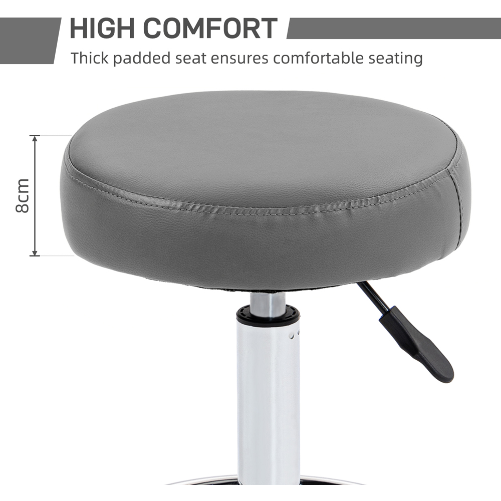 Portland Grey PU leather Round Adjustable Salon Stool Image 7