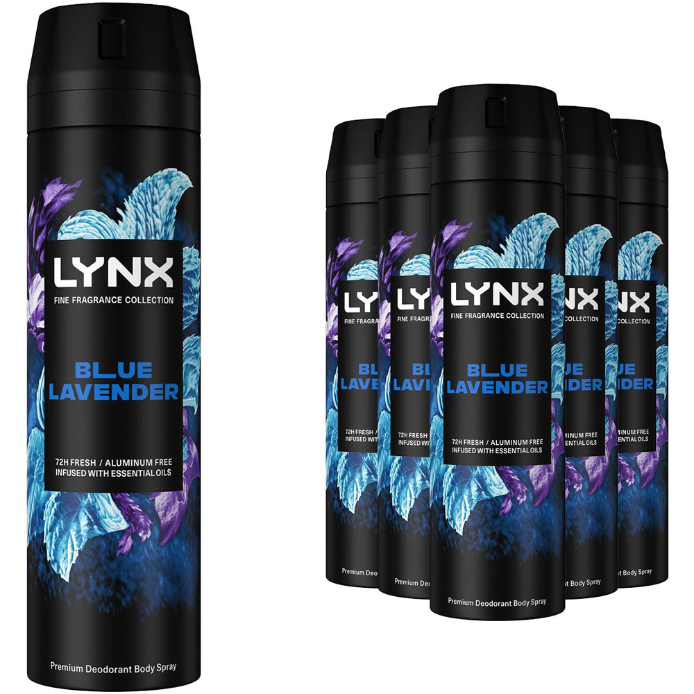 Lynx Fine Fragrance Blue Lavender Body Spray Deodorant 200ml 6 Pack Image 1
