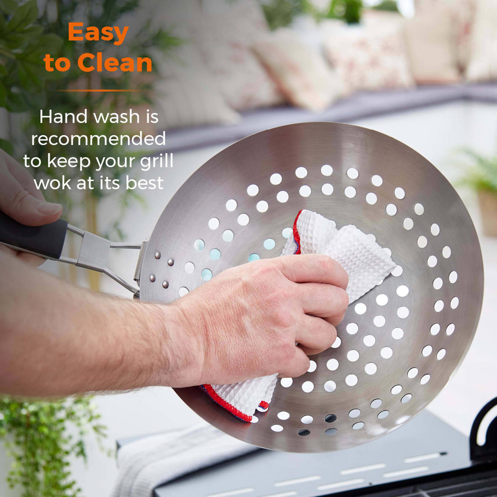 Tower 28cm Stainless Steel Grill Wok with Folding Bakelite Handle Image 5
